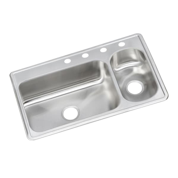 Dayton Stainless Steel 33 X 22 X 8-1/8 70/30 Double Bowl Top Mount Sink